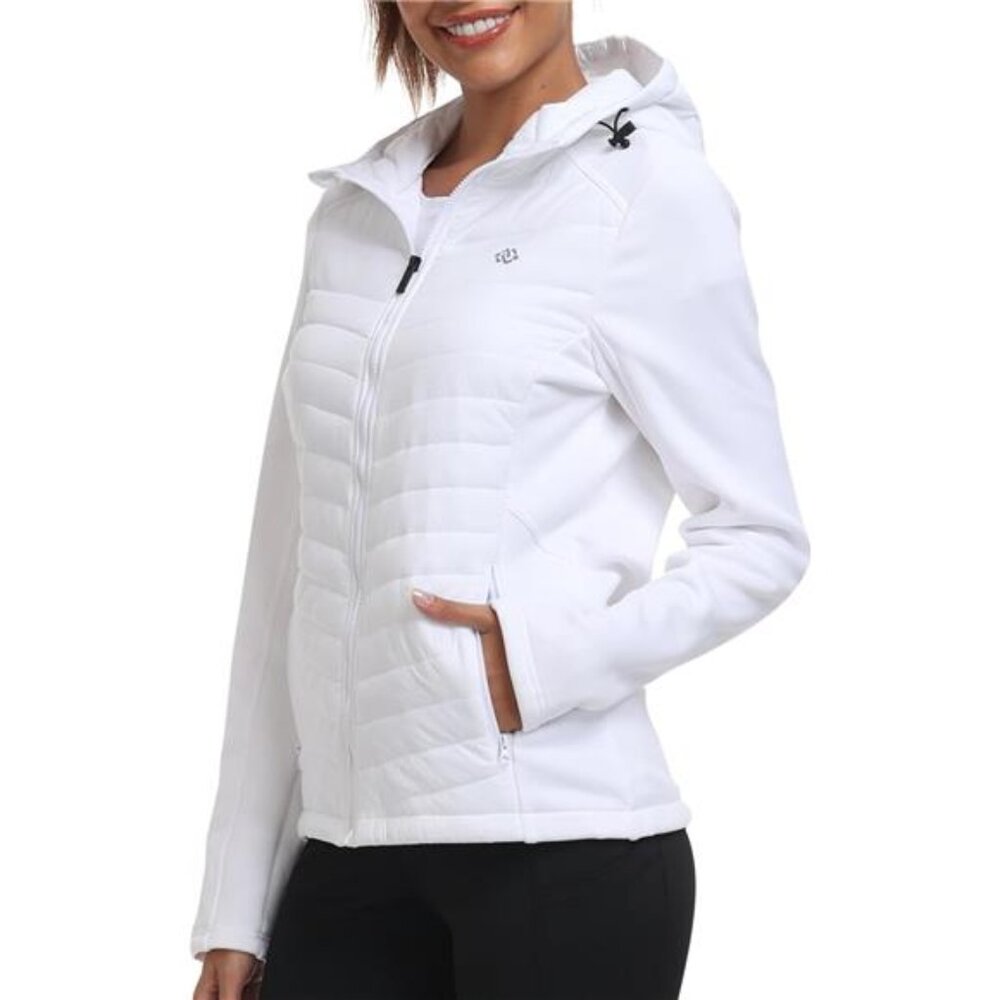 Womens Fleece Lined Softshell Jacket Hooded Lightweight Insulated Full Zip Coat